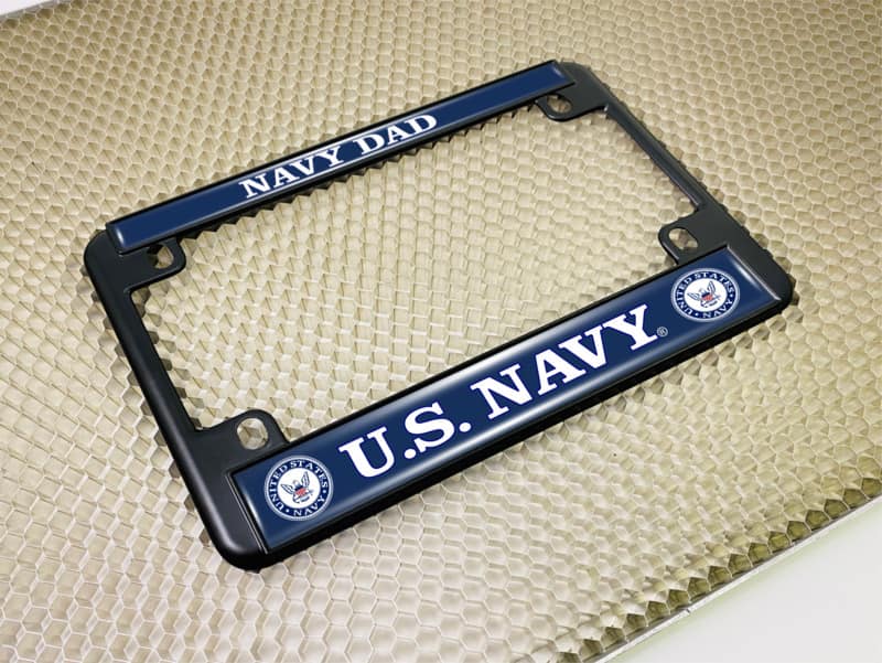 U.S. Navy Dad - Motorcycle Metal License Plate Frame (wb)